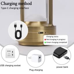 Night light black gold silver table lamp touch USB charging ambient light suitable for bedrooms living rooms