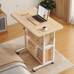 【Breeins】Height Adjustable Mobile Table Overbed Desk with Wheels Multi Color