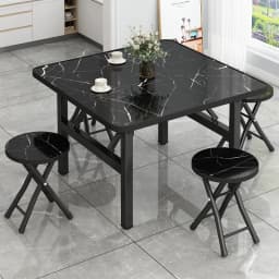 【Breeins】Square 60cm/80cm Folding Coffee Table with Marble Effect Top Dining Table