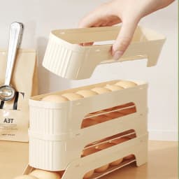 4Layers Fridge Egg Storage Box Automatic Rolling Eggs Holder Rack Ladder Style Refrigerator Eggs Dispenser Egg Organizer Holder