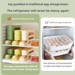 4Layers Fridge Egg Storage Box Automatic Rolling Eggs Holder Rack Ladder Style Refrigerator Eggs Dispenser Egg Organizer Holder