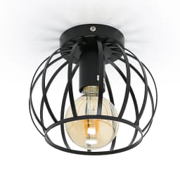 Black Hallway Ceiling Lights: Industrial Retro Cage Ceiling Lamp with Metal Lampshade, E27 Base