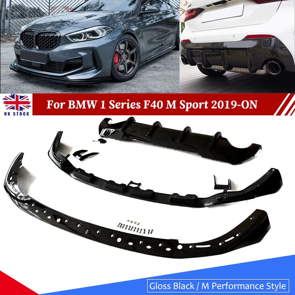 Magickit Rear Front Lip for F40 2019+ Sport 1 Series Rear Splitter Lip Rear Bumper Diffuser Lip Bumper Protection Body Kit