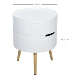 HOMCOM Side Coffee Table End Desk Night Stand Storage w/ Detachable Tray, White