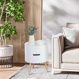 HOMCOM Side Coffee Table End Desk Night Stand Storage w/ Detachable Tray, White