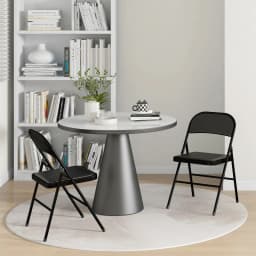 HOMCOM 2 Pack Padded Folding Chairs with Cushioned Seat and Metal Frame Black