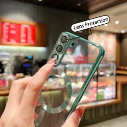 Luxury Plating Clear Magnetic For Magsafe Wireless Charge Case For Samsung Galaxy S20 S21 S22 S23 S24 Ultra Plus Silicone Cover