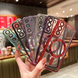 Luxury Plating Clear Magnetic For Magsafe Wireless Charge Case For Samsung Galaxy S20 S21 S22 S23 S24 Ultra Plus Silicone Cover