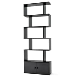 GOFLAME 5-tier Bookcase Industrial S-Shaped Bookshelf Storage Display Rack with Cabinet