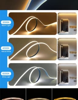 5m DC12V/24V 3mm Ultra Super Thin COB Led Strip Light 384 Led/M Dimmable Linear LED Tape Bar White Natural Warm Color