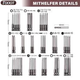 50 PC PH2 T10-30 & Impact Driver Screwdriver Bits Set Extra Long Torx Hex Spline Star Pozi Security