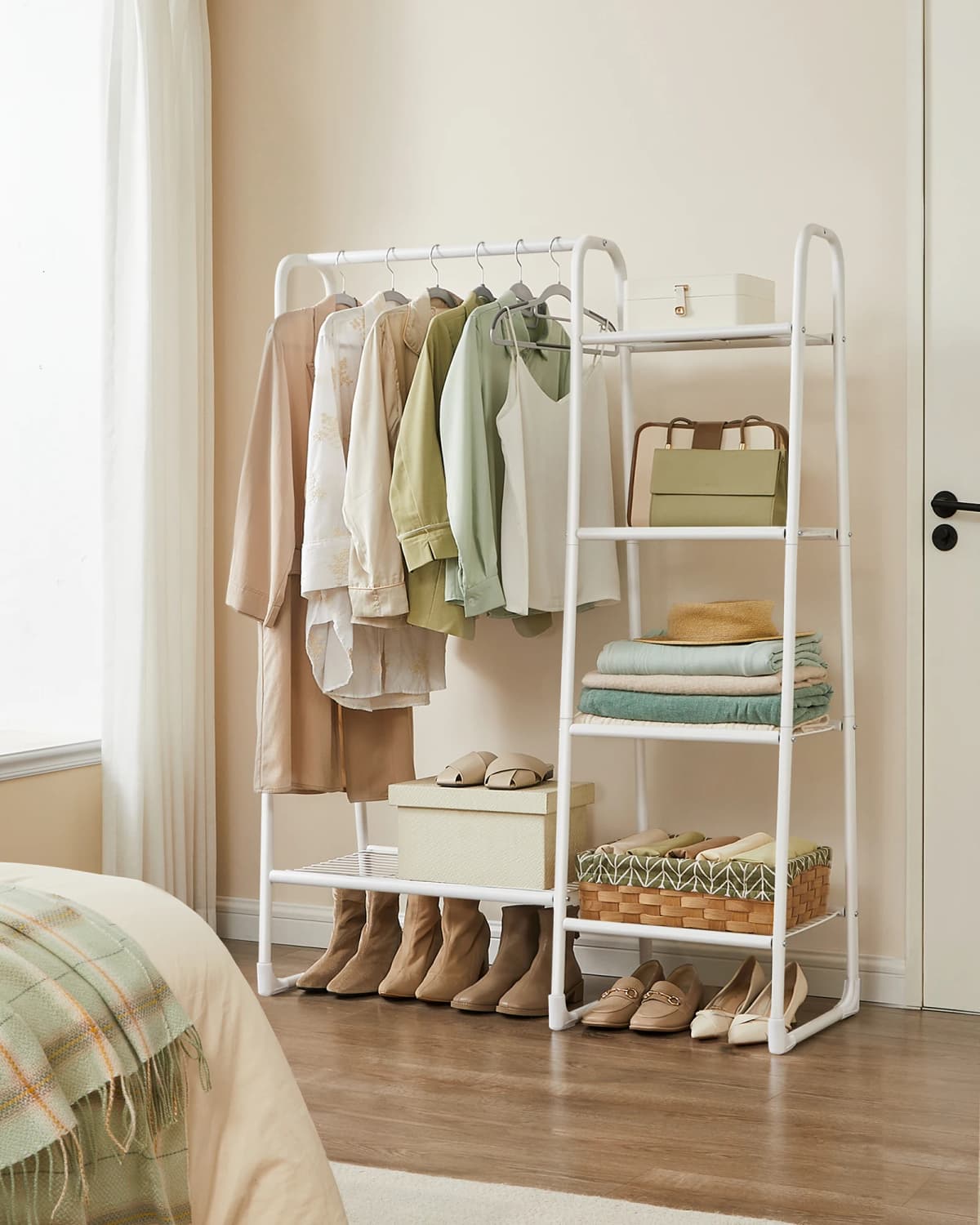 SONGMICS Clothes Rail, Freestanding Clothes Rack, 5 Storage Shelves, Metal Frame, 40 x 101.7 x 153.3 cm