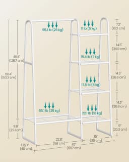 SONGMICS Clothes Rail, Freestanding Clothes Rack, 5 Storage Shelves, Metal Frame, 40 x 101.7 x 153.3 cm