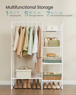 SONGMICS Clothes Rail, Freestanding Clothes Rack, 5 Storage Shelves, Metal Frame, 40 x 101.7 x 153.3 cm