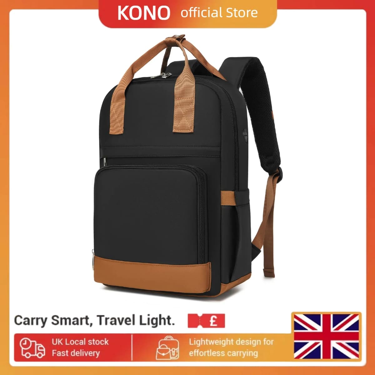 Unisex Waterproof Laptop Backpack – Fits 15.6", Lightweight for Work/Travel, Headphone Port & Luggage Strap (Minimalist Design)