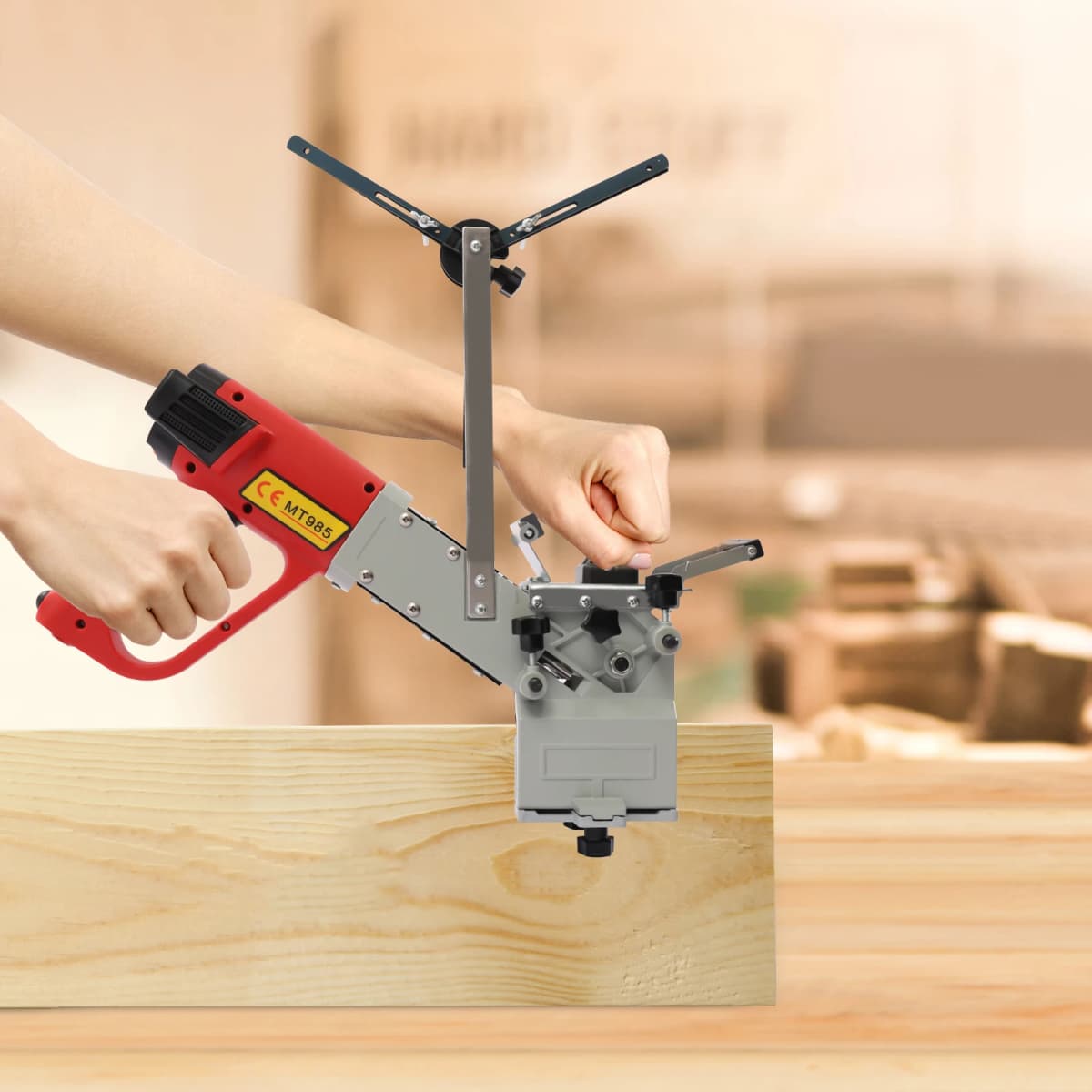 2000W Portable Woodworking Edge Banding Machine,Edge Bander w/Triangle Bracket,3 Adjustable Air Speeds, Adjustable Temperature