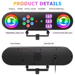 Leleght Mini 5 in 1 Bracket Effect Light Mobile Stage Lighting Sound Control for DJ Shows Concerts Parties Bars KTV Ballroom