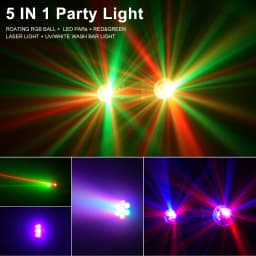 Leleght Mini 5 in 1 Bracket Effect Light Mobile Stage Lighting Sound Control for DJ Shows Concerts Parties Bars KTV Ballroom