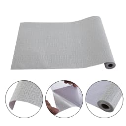 Grey Linen Texture Waterproof and Moisture-Proof PVC Wallpaper Self-Adhesive for Living Room Bedroom Wall Decoration