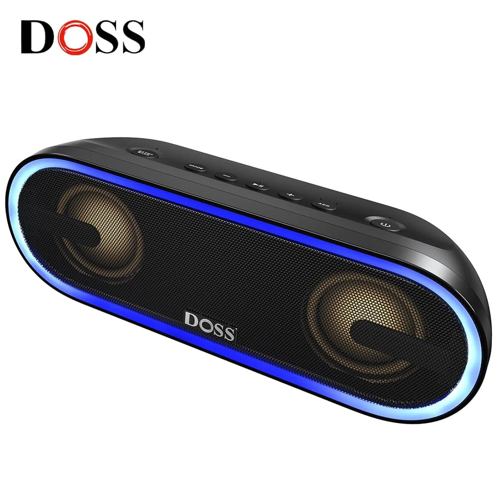 DOSS Wireless Speaker Bluetooth 5.3 40W Stereo Sound Bass Outdoor IPX6 Waterproof 20Hours Playtime Party Lights Portable Speaker