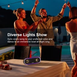 DOSS Wireless Speaker Bluetooth 5.3 40W Stereo Sound Bass Outdoor IPX6 Waterproof 20Hours Playtime Party Lights Portable Speaker