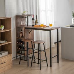 GOFLAME 3PCS Bar Table & Chair Set Industrial Pub Table Counter Height Dining Table Set