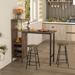 GOFLAME 3PCS Bar Table & Chair Set Industrial Pub Table Counter Height Dining Table Set