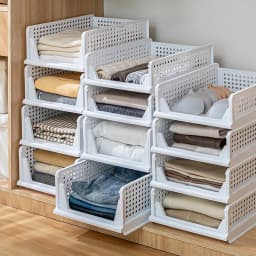 【Lifeideas】Foldable Stackable Drawer Storage Basket Organizing Boxes Partition Bedroom Office Organizers Closet Clothes