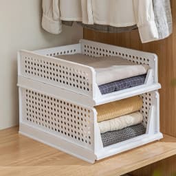 【Lifeideas】Foldable Stackable Drawer Storage Basket Organizing Boxes Partition Bedroom Office Organizers Closet Clothes