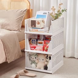 【Lifeideas】Foldable Stackable Drawer Storage Basket Organizing Boxes Partition Bedroom Office Organizers Closet Clothes