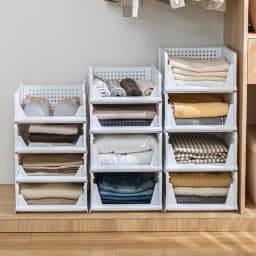 【Lifeideas】Foldable Stackable Drawer Storage Basket Organizing Boxes Partition Bedroom Office Organizers Closet Clothes