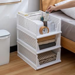 【Lifeideas】Foldable Stackable Drawer Storage Basket Organizing Boxes Partition Bedroom Office Organizers Closet Clothes