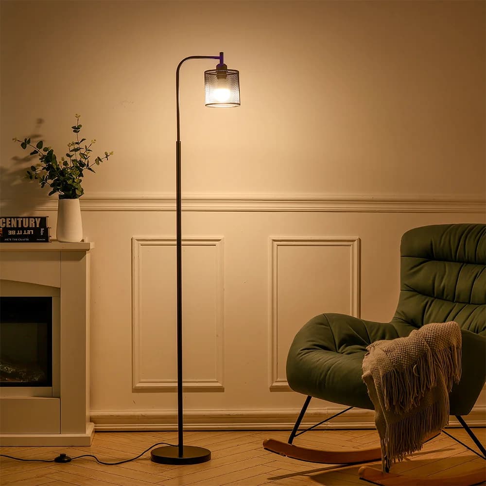 Voltsify Industrial Metal Floor Light with Mesh Lampshade