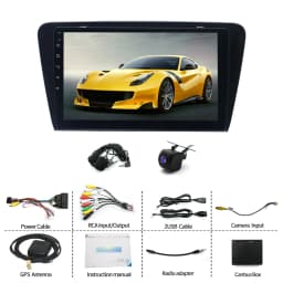 Android 14 car navigation 10-inch fit for Carplay+ Android auto/4+64G+AHD camera Suitable for Skoda Octavia models 13-2018