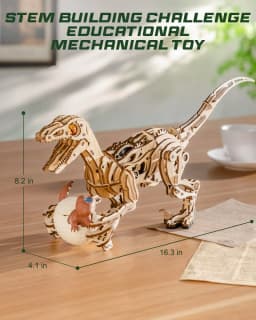 Robotime Velociraptor Mechanical 3D Wooden Puzzle Dynamic Gears Creative Relaxing Gift for Craft Lover Kids Adults