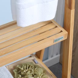 kleankin Foldable Natural Bamboo Towel Rack with 3 Towel Rails and 3 Shelves