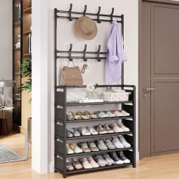 2025 New Shoe Rack With Hanging Hooks Space Saving Storage Organizer For Shoes Coats Hats Closet Clothes Hanger Home Shoes Shelf