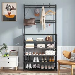 2025 New Shoe Rack With Hanging Hooks Space Saving Storage Organizer For Shoes Coats Hats Closet Clothes Hanger Home Shoes Shelf