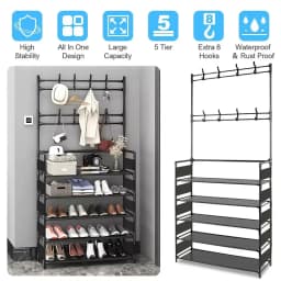 2025 New Shoe Rack With Hanging Hooks Space Saving Storage Organizer For Shoes Coats Hats Closet Clothes Hanger Home Shoes Shelf