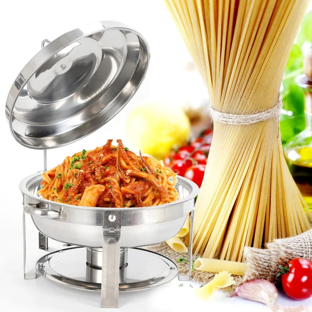 Chafing Dish Buffet Set Stainless Steel Chafing Dishes and Food Warmers with Lids Food Pans, Fuel Holders, 7.5L Buffet Trays