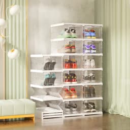 6Pcs Foldable Transparent Shoe Box Dustproof Storage Box Shoe Storage Box Entrance Door Shoe Rack