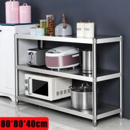 3-Tier Stainless Steel Table,Kitchen Work Table,Height Adjustable Table Workshop Workshop 30 kg Per Layer Suitable for Kitchens