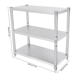 3-Tier Stainless Steel Table,Kitchen Work Table,Height Adjustable Table Workshop Workshop 30 kg Per Layer Suitable for Kitchens