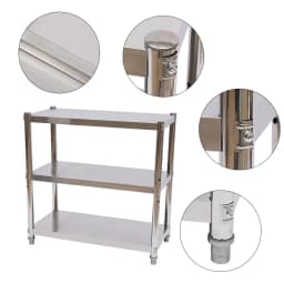 3-Tier Stainless Steel Table,Kitchen Work Table,Height Adjustable Table Workshop Workshop 30 kg Per Layer Suitable for Kitchens