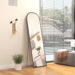 HOMCOM Full Length Mirror with Aluminium Alloy Frame Hanging or Leaning Black
