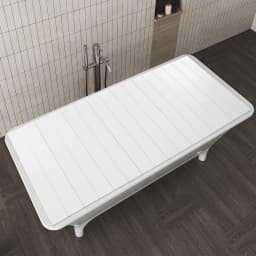 70x170cm Foldable Bathtub Cover | Keep Warm & Dustproof | PVC Tray Table for Laptop & Bath Items | White Woodgrain