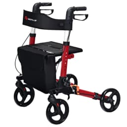 ERGOMASTER Folding Rollator Walker Aluminium Walking Mobility Aid Lightweight With 4 Wheels