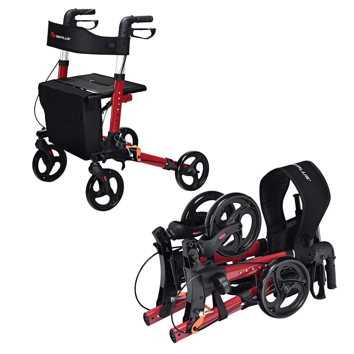 ERGOMASTER Folding Rollator Walker Aluminium Walking Mobility Aid Lightweight With 4 Wheels