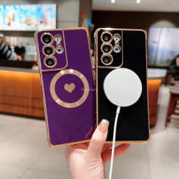Side Heart Shape Wireless Charging Silicone for Magsafe Case for Samsung Galaxy S22 S21 S20 FE S23 Ultra Plus Shockproof Cover