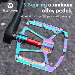 WEST BIKING Bicycle Pedal Three Bearing Aluminum Alloy Anti-Slip Pedal MTB Mountain Bike Road Bike Pedal Color Bike Accessories